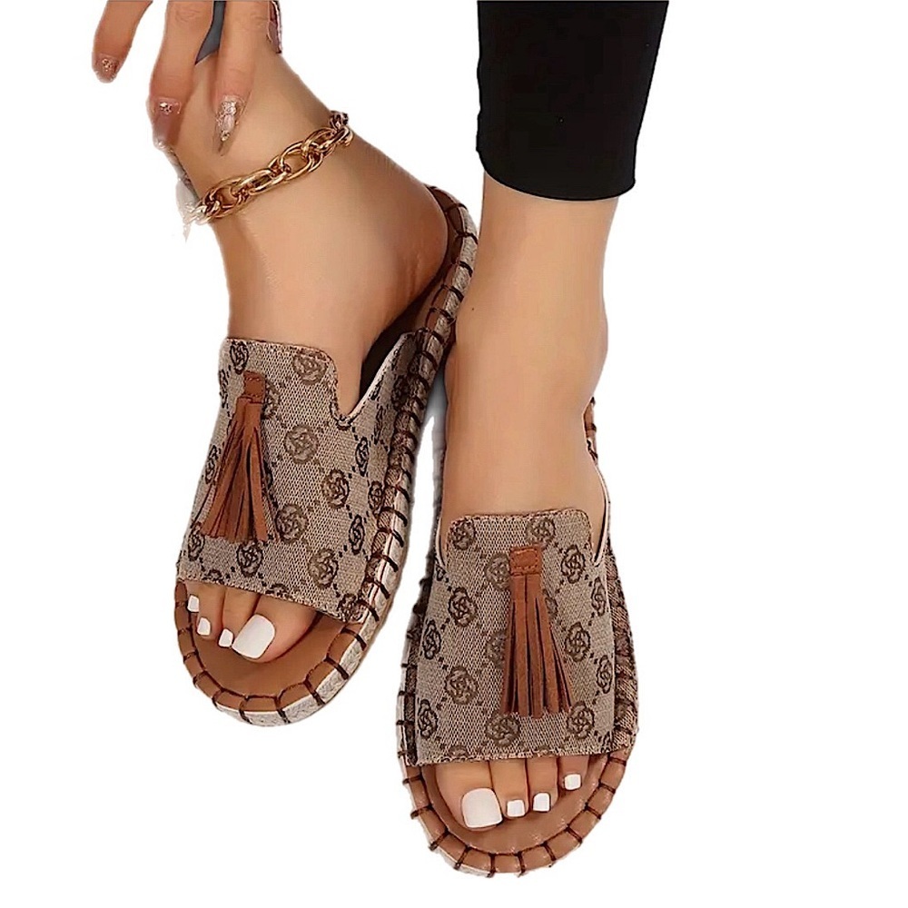 Rose Pattern Flat Slides - Picture 3 of 5